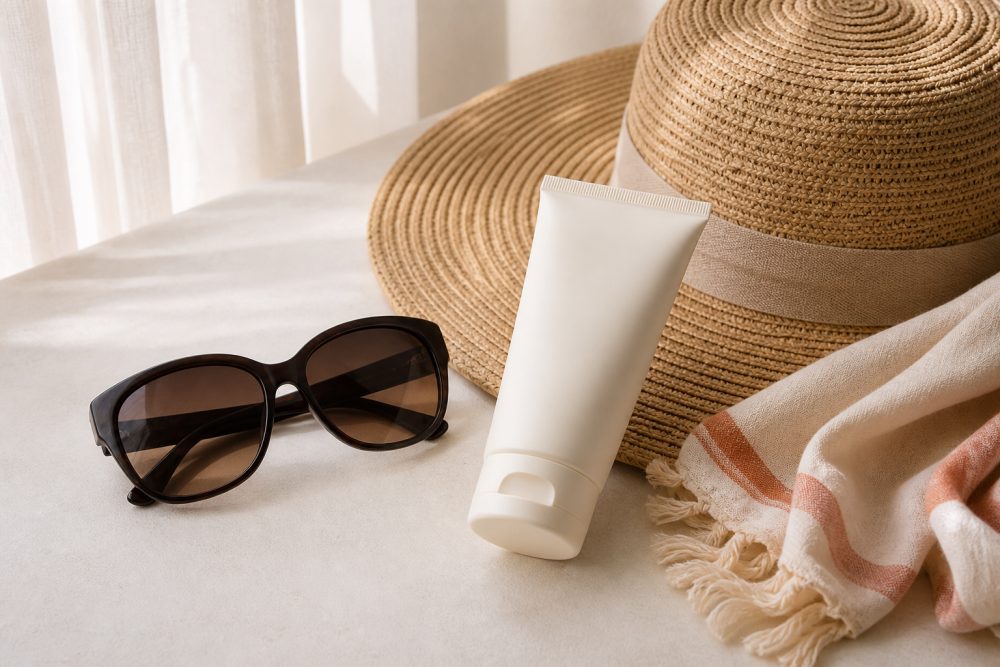 Sun-protection essentials support careful aftercare after a chemical peel for pigmentation.