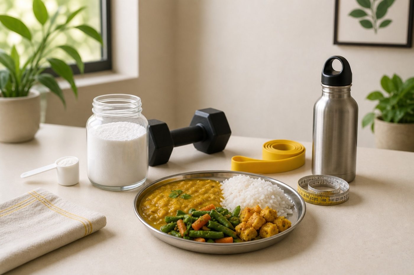 Creatine during weight loss with resistance exercise and Indian home food.